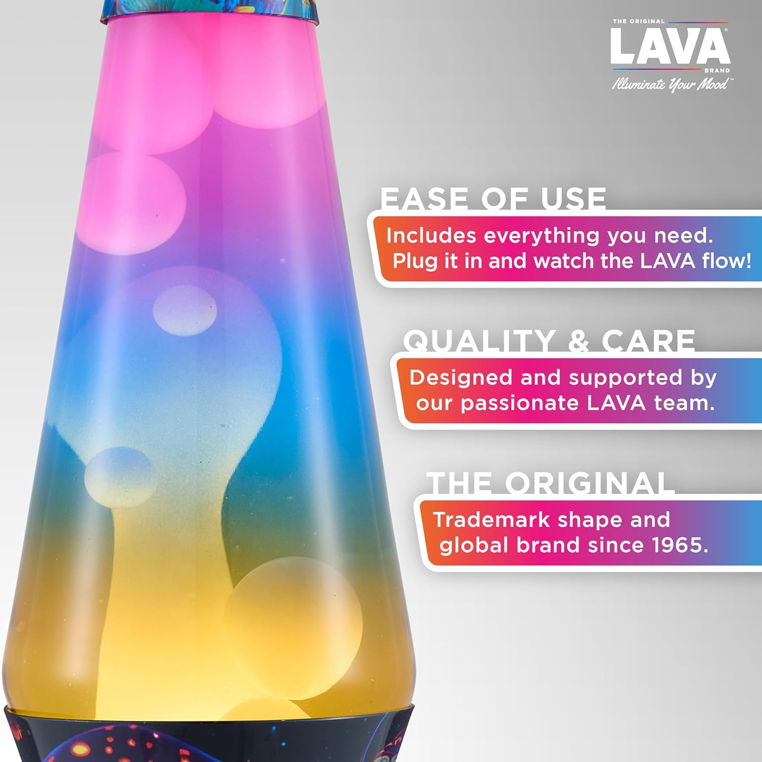 Lava The Original Lamp - 14.5 Trippy Shrooms ?C Classic Liquid Motion Lamp - Tri-Colored Globe and Black Base - Item #2361 (Amazon Exclusive) - Image 2